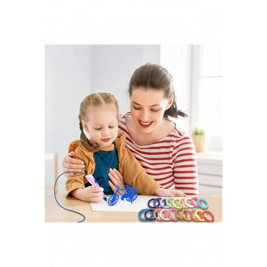 Σετ Creion 3D cu Afisaj Digital, 12 Filamente PLA de 5m, Incarcator, Support Creion, Roz Σετ Creion 3D cu Afisaj Digital, 12 Filamente PLA de 5m, Incarcator, Support Creion, Roz