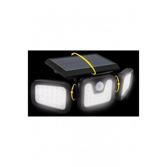 Triple Head Solar Lamp 72 LED, με αισθητήρα κίνησης, IP67 αδιάβροχο, για εξωτερικούς χώρους