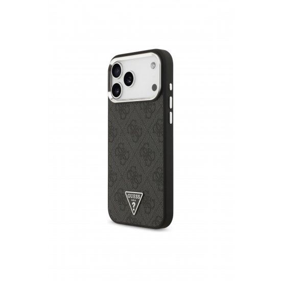 Guess Case με MagSafe για iPhone 17 Pro Max, PU 4G Triangle Logo SL, GUHMP17XP4TSRCMK, Μαύρο