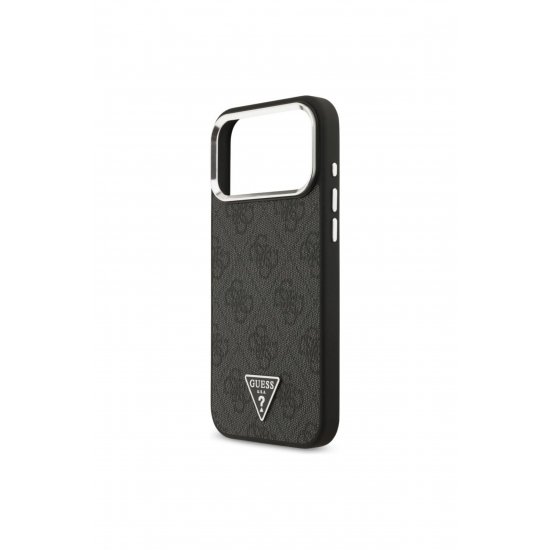 Guess Case με MagSafe για iPhone 17 Pro Max, PU 4G Triangle Logo SL, GUHMP17XP4TSRCMK, Μαύρο