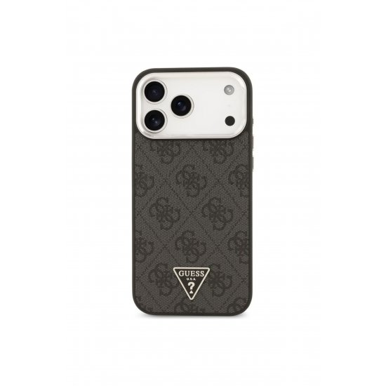 Guess Case με MagSafe για iPhone 17 Pro Max, PU 4G Triangle Logo SL, GUHMP17XP4TSRCMK, Μαύρο