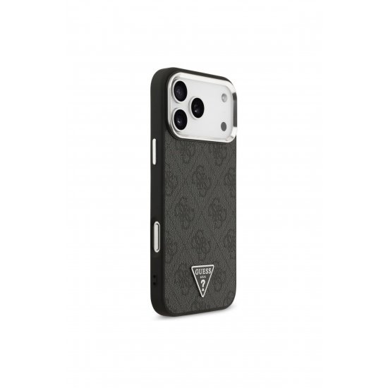 Guess Case με MagSafe για iPhone 17 Pro Max, PU 4G Triangle Logo SL, GUHMP17XP4TSRCMK, Μαύρο