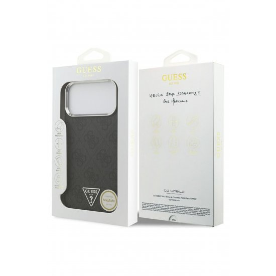 Guess Case με MagSafe για iPhone 17 Pro Max, PU 4G Triangle Logo SL, GUHMP17XP4TSRCMK, Μαύρο