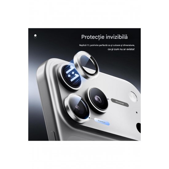 Προστατευτικό φιλμ κάμερας για iPhone 17 Pro/17 Pro Max, γυαλί 9H, Αλουμίνιο, Ασημί