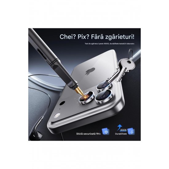 Προστατευτικό φιλμ κάμερας για iPhone 17 Pro/17 Pro Max, γυαλί 9H, Αλουμίνιο, Ασημί