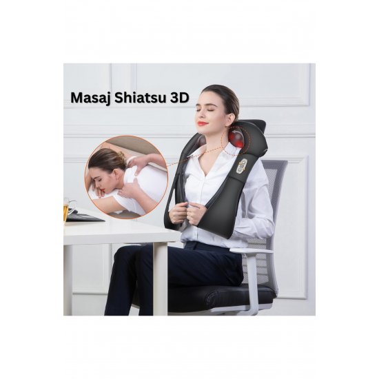 Επαγγελματική 3D συσκευή μασάζ Shiatsu, με λειτουργία θέρμανσης, ρυθμιζόμενη ένταση, μυϊκή χαλάρωση