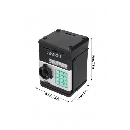 Κουμπαράς Χρηματοκιβώτιο για παιδιά, Ήχοι και Φώτα, Αυτόματο ρολό τραπεζογραμματίων, 19,5x13x12 cm, Μαύρο