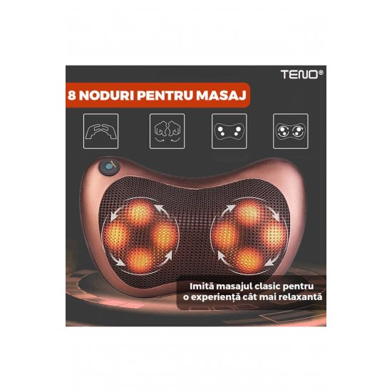 Teno® Pillow Massager, shiatsu, ελαστικό προσκέφαλο αυτοκινήτου, 30 W, κόκκινο