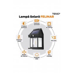 Teno® Solar Lamp LED Lantern Τύπος, IP65, Αδιάβροχο, εξωτερικό, μαύρο