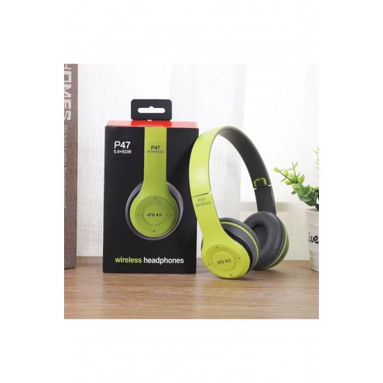 Casti ασύρματο P47, Bluetooth 5.0 + Edr, Stereo, Ραδιόφωνο FM, MP3, microfon, verde