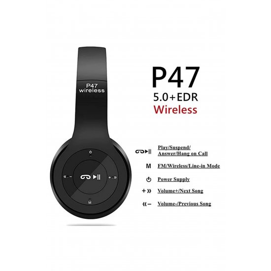 Casti ασύρματο P47, Bluetooth 5.0 + Edr, Stereo, Ραδιόφωνο FM, MP3, microfon, verde