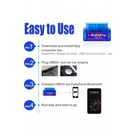 Μίνι ελεγκτής αυτοκινήτου, OBD II, ELM 327, Bluetooth