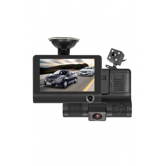 Full HD κάμερα DVR αυτοκινήτου με 3 φακούς εμπρός, πίσω, εσωτερικό