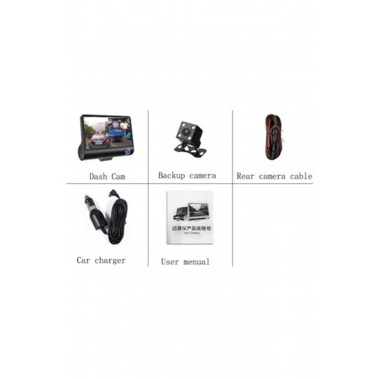 Full HD κάμερα DVR αυτοκινήτου με 3 φακούς εμπρός, πίσω, εσωτερικό