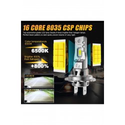 Σετ 2 Mini H7 LED Car Bulbs 300W 30000Lm CSP 8035 LED CANBUS 6500K White +300% no bulb error