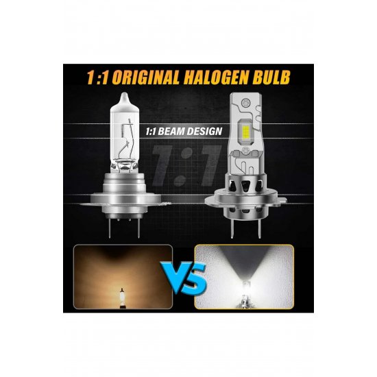 Σετ 2 Mini H7 LED Car Bulbs 300W 30000Lm CSP 8035 LED CANBUS 6500K White +300% no bulb error