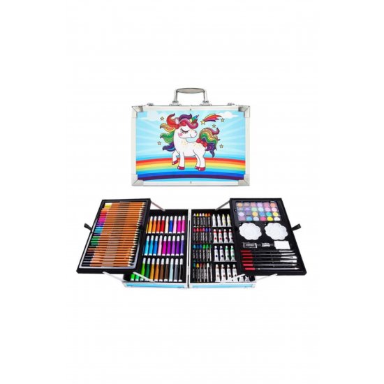 VarioShop® Παιδικό Σετ Ζωγραφικής και Σχεδίου, 145 Τεμάχια, Μεταλλικό Κουτί, Μπλε