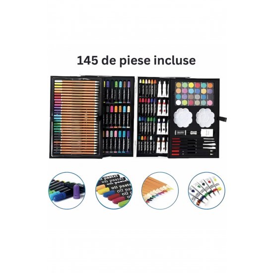 VarioShop® Παιδικό Σετ Ζωγραφικής και Σχεδίου, 145 Τεμάχια, Μεταλλικό Κουτί, Μπλε