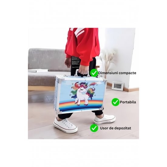 VarioShop® Παιδικό Σετ Ζωγραφικής και Σχεδίου, 145 Τεμάχια, Μεταλλικό Κουτί, Μπλε