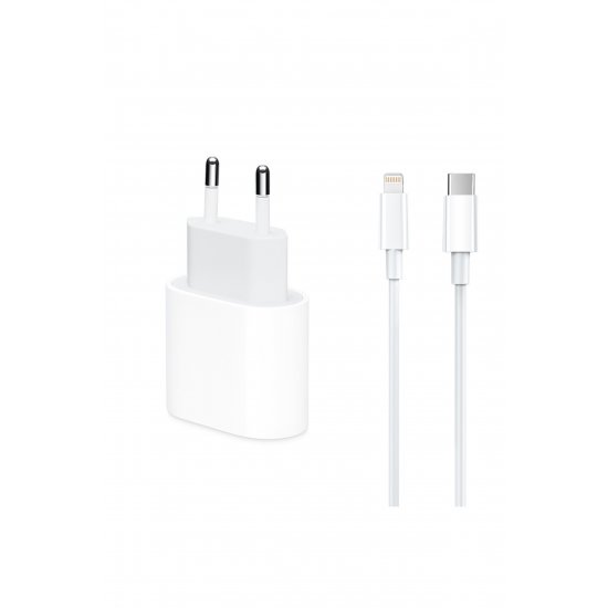 Σετ φορτιστή συμβατό με Apple iPhone, με καλώδιο δεδομένων, Type-C σε Lightning, Γρήγορη φόρτιση 20W, 1m