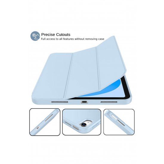 Θήκη με θήκη για στυλό για iPad 10 2022/2024, iPad 11 2025, Πλήρης προστασία, Πτυσσόμενη, Ανοιχτό μπλε