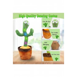 Παιχνίδι Nevermore Dancing Cactus, με μπαταρία και καλώδιο USB, χορεύει, τραγουδά, μιλάει και ηχογραφεί, 33