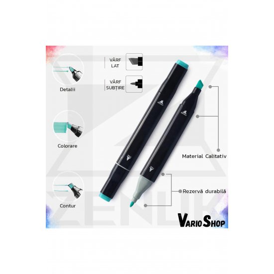 Σετ 120 διπλών μαρκαδόρων VarioShop®, Επαγγελματικοί μαρκαδόροι, Ζωντανά χρώματα με βάση το αλκοόλ, 2 κόκκινες μύτες