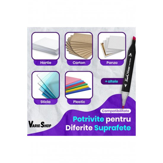 Σετ 120 διπλών μαρκαδόρων VarioShop®, Επαγγελματικοί μαρκαδόροι, Ζωντανά χρώματα με βάση το αλκοόλ, 2 κόκκινες μύτες