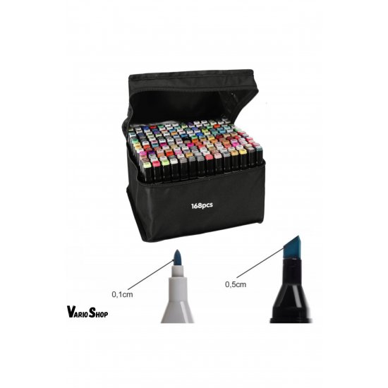 Σετ 168 διπλών μαρκαδόρων VarioShop®, Επαγγελματικοί μαρκαδόροι, Ζωντανά χρώματα με βάση το αλκοόλ, 2 κόκκινες μύτες
