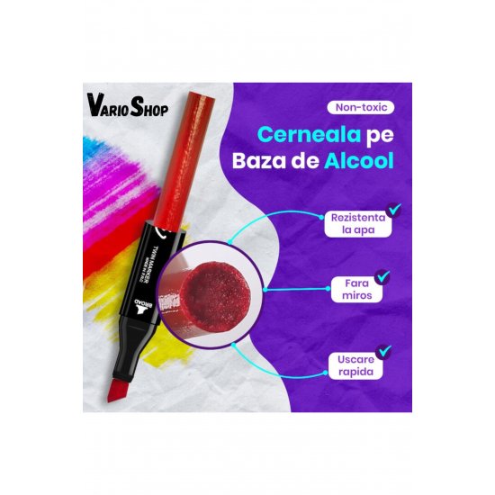 Σετ 168 διπλών μαρκαδόρων VarioShop®, Επαγγελματικοί μαρκαδόροι, Ζωντανά χρώματα με βάση το αλκοόλ, 2 κόκκινες μύτες