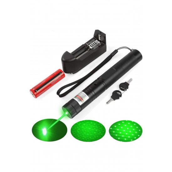 Laser Pointer Macvi® 405nm, 200mW, αλουμίνιο, μαύρο, κλειδαριά για παιδιά, 100-500m