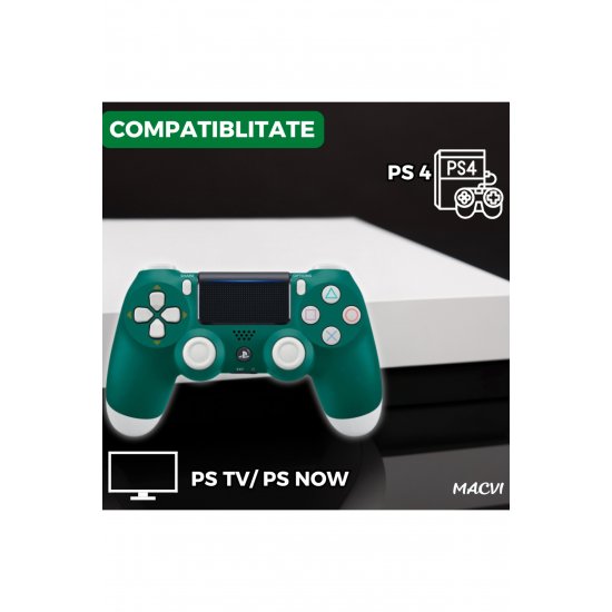 Ασύρματο χειριστήριο Macvi® Doubleshock 4 για PS4, PS TV, PS Now, Πράσινο με δόνηση