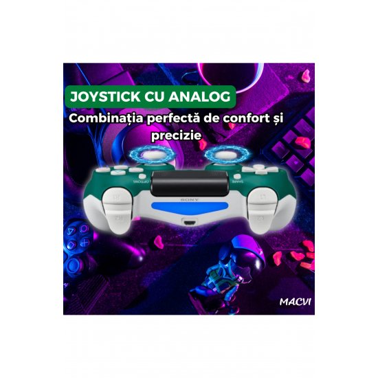 Ασύρματο χειριστήριο Macvi® Doubleshock 4 για PS4, PS TV, PS Now, Πράσινο με δόνηση
