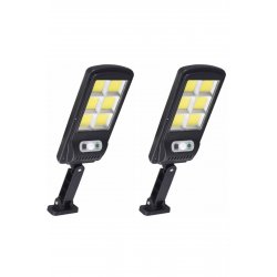Σετ 2 Eldin LED Solar Lamp με 6 Cob, 160 LED, Τηλεχειριστήριο, Αισθητήρας κίνησης, Ip65, 8-10 ώρες