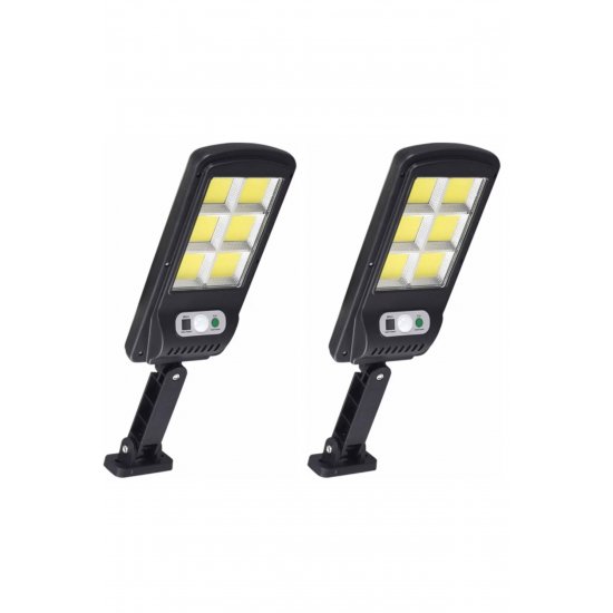 Σετ 2 Eldin LED Solar Lamp με 6 Cob, 160 LED, Τηλεχειριστήριο, Αισθητήρας κίνησης, Ip65, 8-10 ώρες