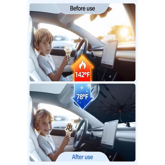 Επαγγελματική ομπρέλα τύπου Car Sun Protector Αυτόματο σκίαστρο παρμπρίζ συμβατό με όλα τα οχήματα