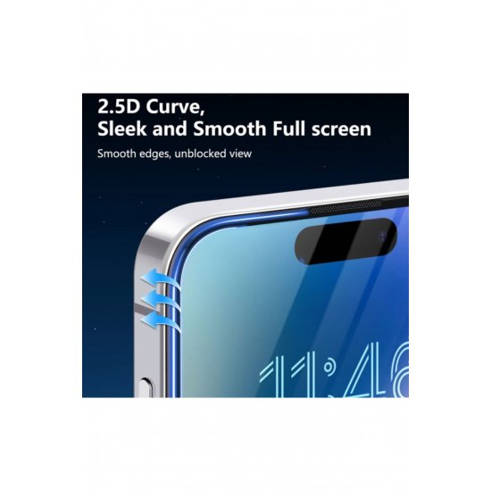 Γυάλινη μεμβράνη για iPhone 16 Pro, πλήρης οθόνη, μαύρες άκρες
