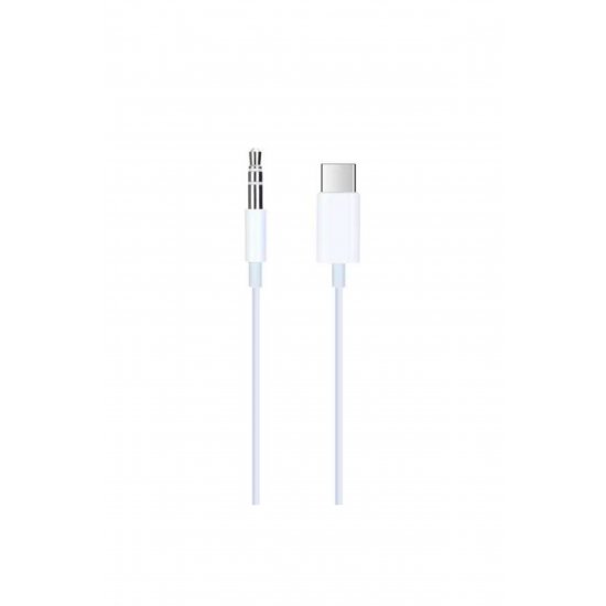 Βοηθητικό καλώδιο, iPhone 15/iPhone 16/Samsung, Jack Type-C έως 3,5mm, 1 μέτρο, Λευκό