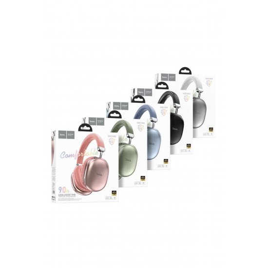 Ακουστικά Over Ear, Hoco W35 Max, Πτυσσόμενη σχεδίαση, Bluetooth, Διάρκεια ζωής μπαταρίας 90 ωρών, Μπλε