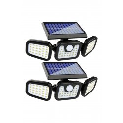 Σετ 2 τριπλά ηλιακά φωτιστικά, 74 X Smd Led, , Με αισθητήρα κίνησης και φως, μπράτσα
