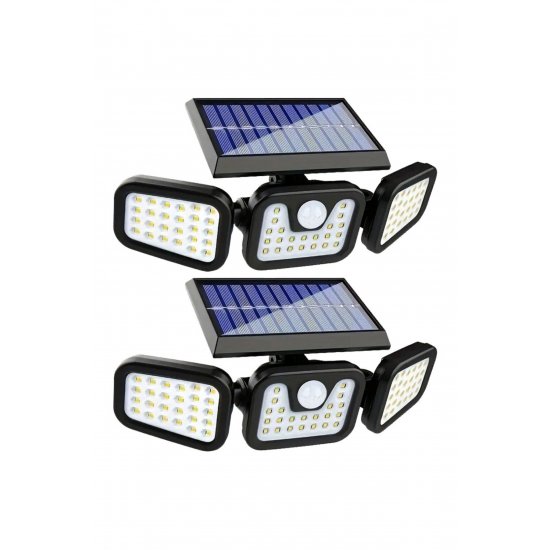 Σετ 2 τριπλά ηλιακά φωτιστικά, 74 X Smd Led, , Με αισθητήρα κίνησης και φως, μπράτσα