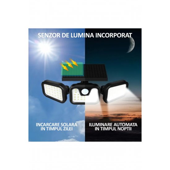 Σετ 2 τριπλά ηλιακά φωτιστικά, 74 X Smd Led, , Με αισθητήρα κίνησης και φως, μπράτσα