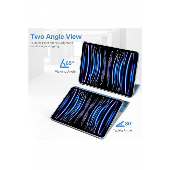 Αναδιπλούμενη θήκη για Apple iPad Pro 11, Air 11, Air 4/5, Προστασία βιβλίου, Βάση προβολής, Μπλε