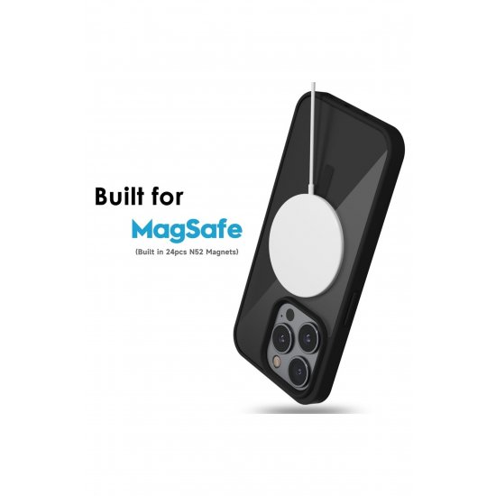 Θήκη IPhone 16 Pro, Προφυλακτήρας Guardian, Magsafe, Διαφανής πλάτη, Έγχρωμες άκρες, Μαύρο