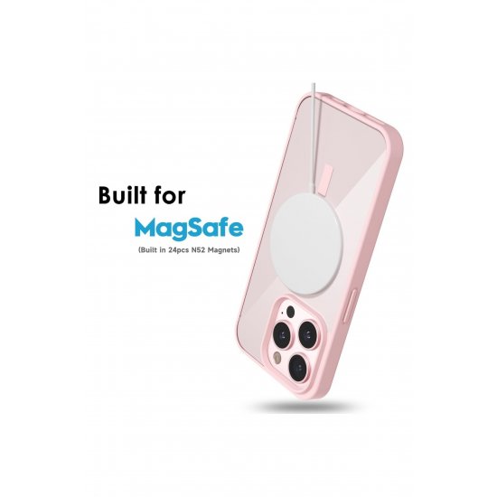 Θήκη IPhone 16 Pro, Προφυλακτήρας Guardian, Magsafe, Διαφανής πλάτη, Χρωματιστές άκρες, Ροζ