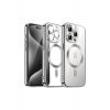 Θήκη για iPhone 16 Pro, Luxe Armor, Magsafe, Προστασία κάμερας, Σιλικόνη, Διαφανές, Ασημί