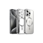Θήκη για iPhone 16 Pro, Luxe Armor, Magsafe, Προστασία κάμερας, Σιλικόνη, Διαφανές, Ασημί
