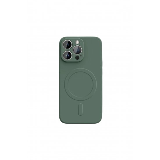 Θήκη MagSafe Συμβατή με iPhone 14 Pro Max, Ασύρματη φόρτιση, Σιλικόνη, Σκούρο Πράσινο