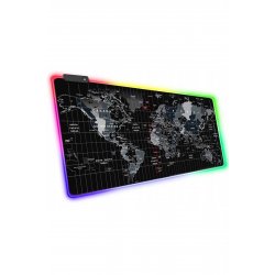 Mouse pad, Map of the World, με έγχρωμο LED, 7 χρώματα, 4 λειτουργίες φωτισμού, αντιολισθητικό, 80x30 cm