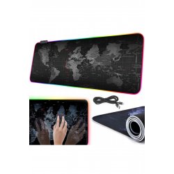 Mouse pad, Map of the World, με έγχρωμο LED, 7 χρώματα, 4 λειτουργίες φωτισμού, αντιολισθητικό, 80x30 cm